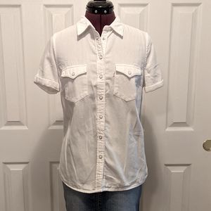 White Levi's Shirt Short Sleeve, Small, EUC